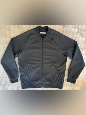Outerknown Bomber Jacket Mens Medium Black Fleece Lined Full Zip Stretch